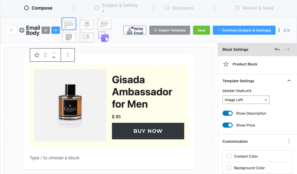 FluentCRM WooCommerce product block